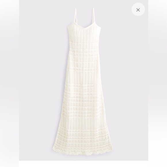 NWT Abercrombie & Fitch Crochet-Style Maxi Dress Cream Women’s Size Large - Picture 2 of 13